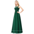 Grace Karin sin mangas V-Back verde oscuro vestido de fiesta de gasa CL007555-8